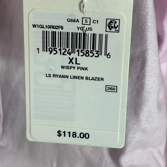 SOLD! GUESS Women's Wispy Pink Double-Breasted Long-Sleeve Linen Blazer - Picture 12 of 12